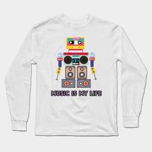 Music is my life,love music, robot Long Sleeve T-Shirt